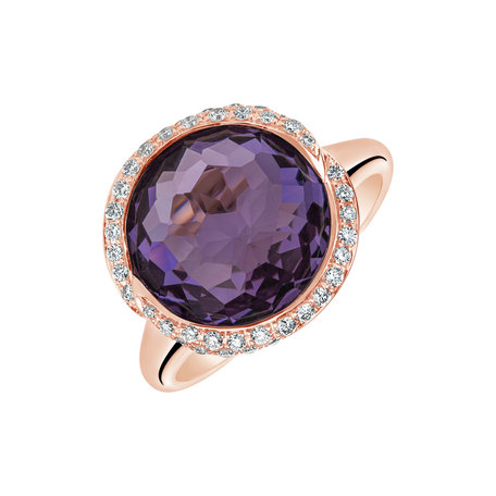 Diamond rings with Amethyst Bolide