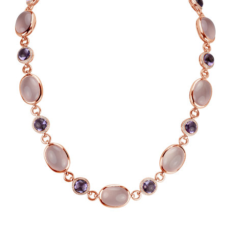 Diamond necklace with Amethyst and Rose Quartz Caesarean Desire