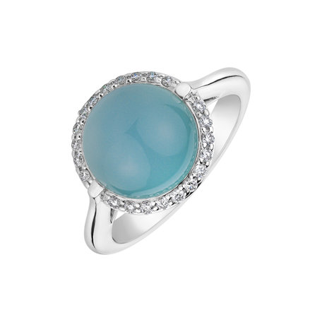 Diamond ring with Chalcedony Turquoise