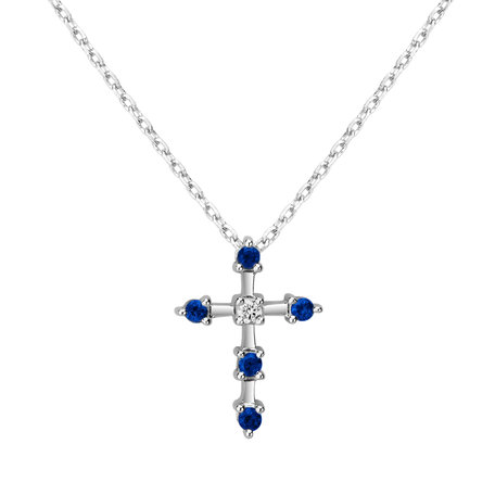 Diamond necklace with Sapphire Sparkling Cross