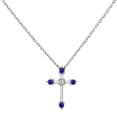 Diamond necklace with Sapphire Shiny Cross