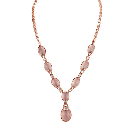 Diamond necklace with Rose Quartz and Quartz Eternal Rainbow