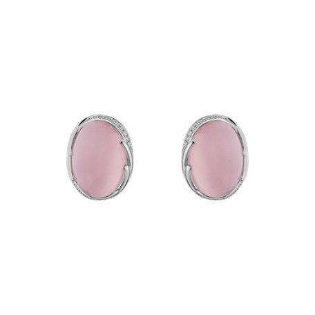 Diamond earrings with Rose Quartz Mystic Blossom