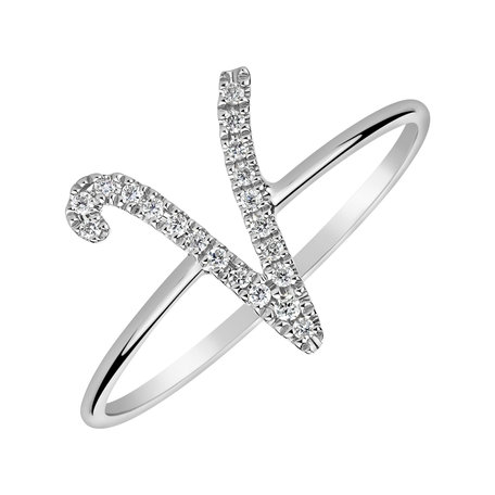 Diamond ring Curly Glittery V