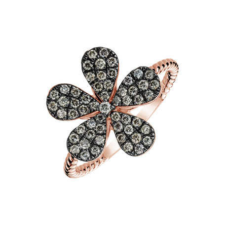 Ring with brown diamonds Flower Caress