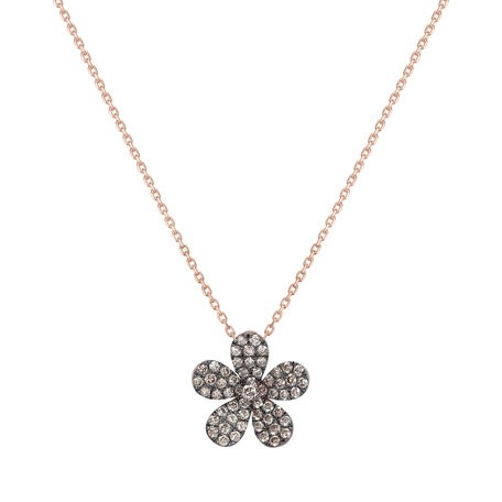 Pendant with brown diamonds Sunshine Daisy