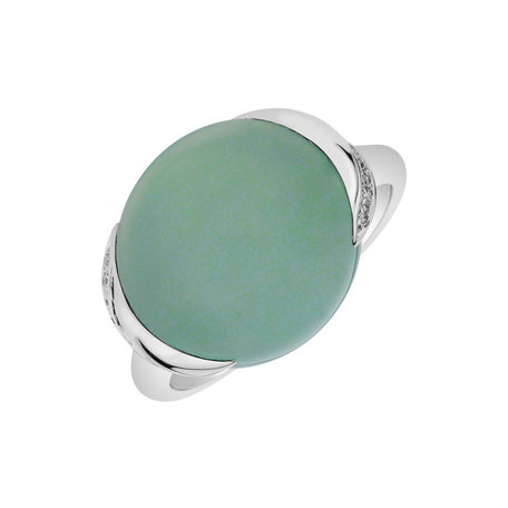 Diamond ring with Chalcedony Bubble Blossom