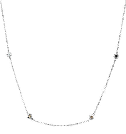 Necklace with white, brown and black diamonds Dots