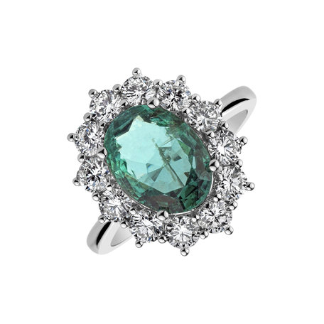 Diamond ring with Emerald Sky Goddess