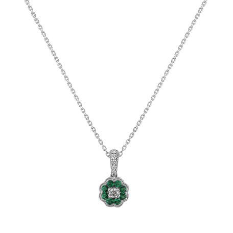 Diamond pendant with Emerald Blooming Spring