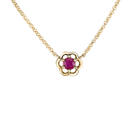 Necklace with Ruby Flower Gem