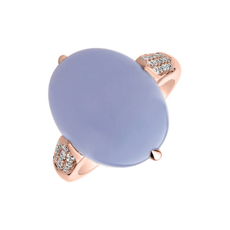 Diamond ring with Chalcedony Drop Blossom