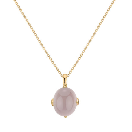 Diamond pendant with Rose Quartz Drop Blossom