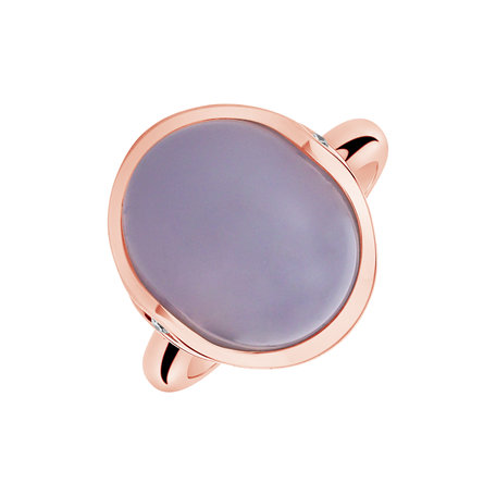 Diamond ring with Chalcedony Fairytale Drop