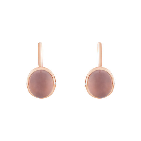 Diamond earrings with Rose Quartz Fairytale Drop