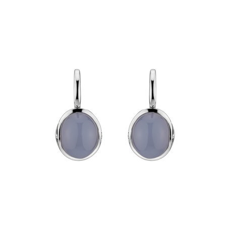 Diamond earrings with Chalcedony Fairytale Drop