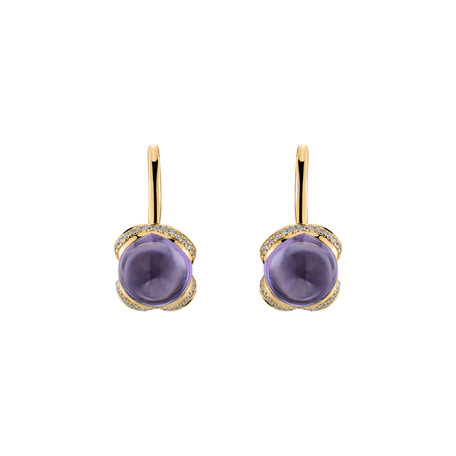 Diamond earrings with Amethyst Rainbow Wish