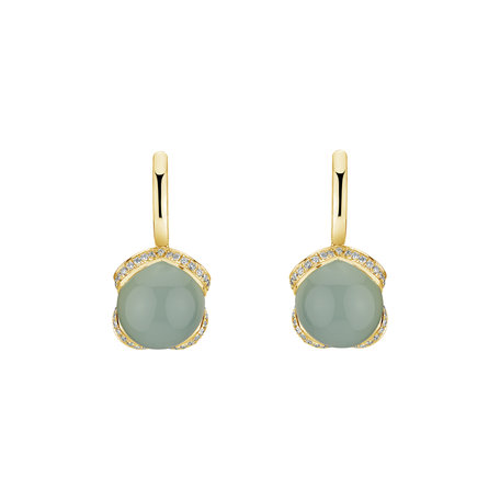 Diamond earrings with Chalcedony Rainbow Wish