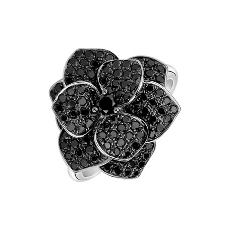 Ring with black diamonds Blooming Desire