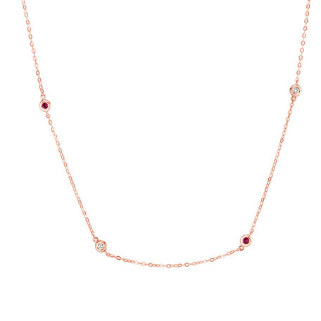 Diamond necklace with Ruby Dots