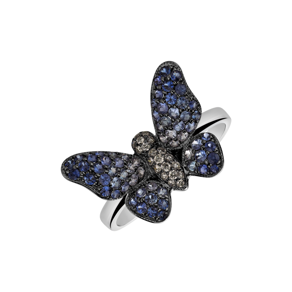 Diamond ring with Sapphire Glamorous Butterfly