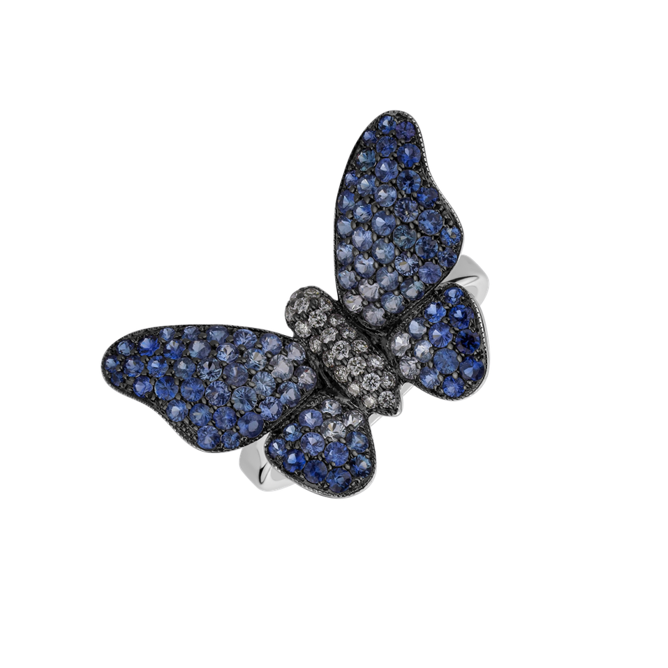 Diamond ring with Sapphire Splendid Butterfly