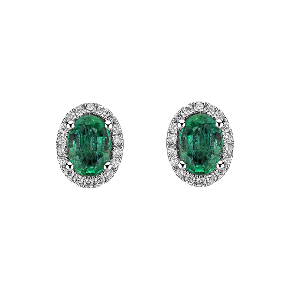 Diamond earrings with Emerald Imperial Allegory