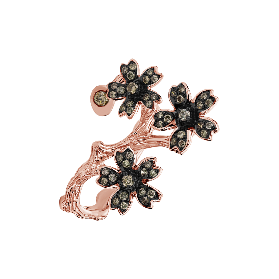 Ring with brown diamonds Flower Feeling