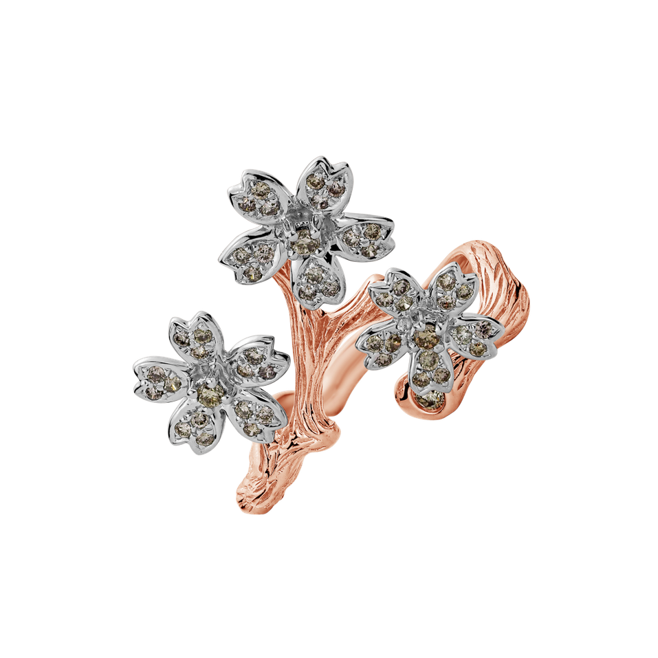 Ring with brown diamonds Flower Feeling