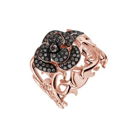 Ring with brown diamonds Flower Mystery