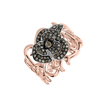 Ring with brown diamonds Flower Mystery