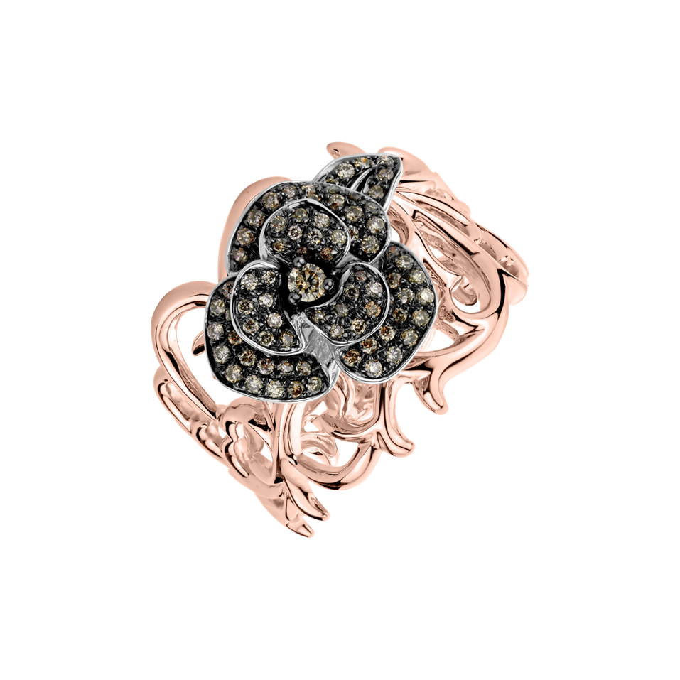 Ring with brown diamonds Flower Mystery