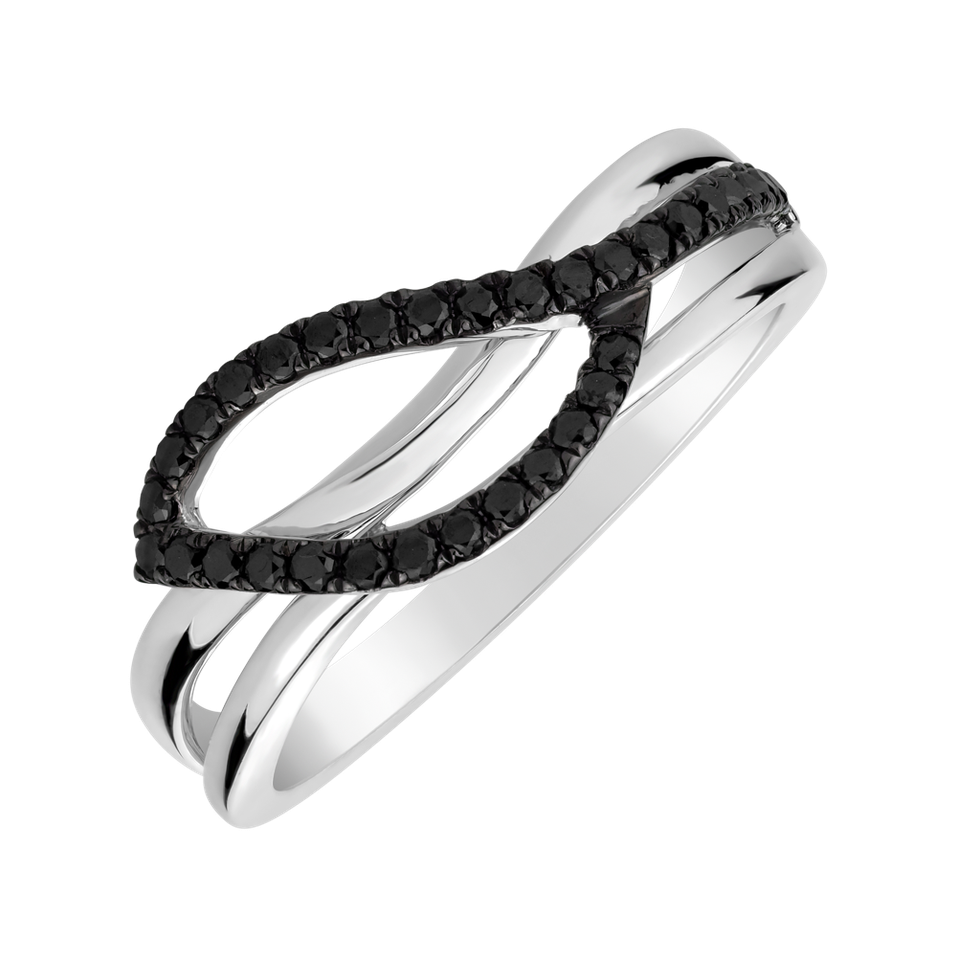 Ring with black diamonds Dazzling Leaf