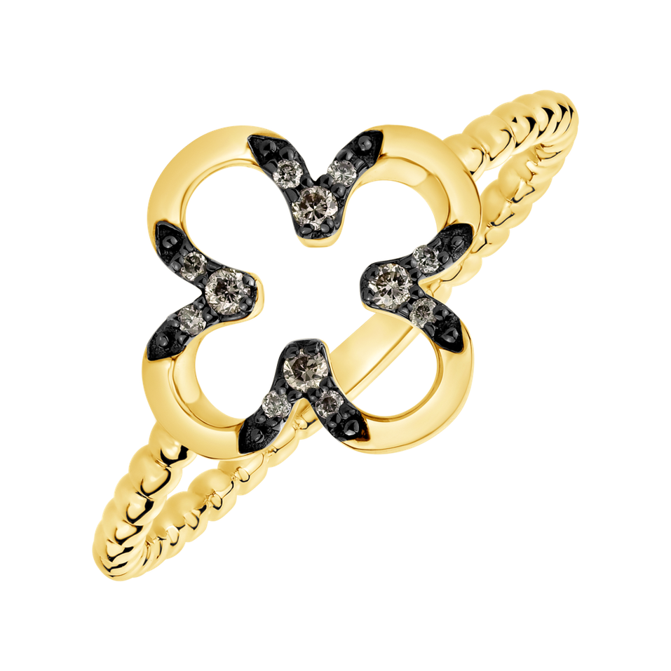 Ring with brown diamonds Shiny Petals