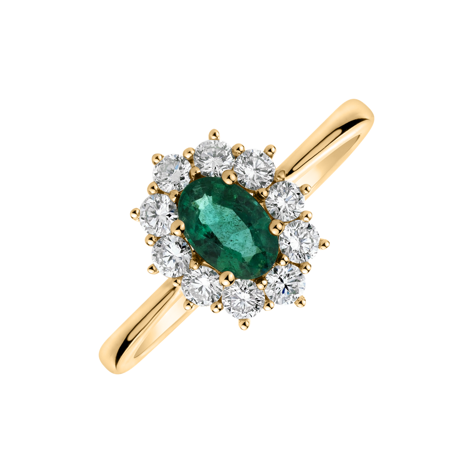 Diamond ring with Emerald Princess Joy