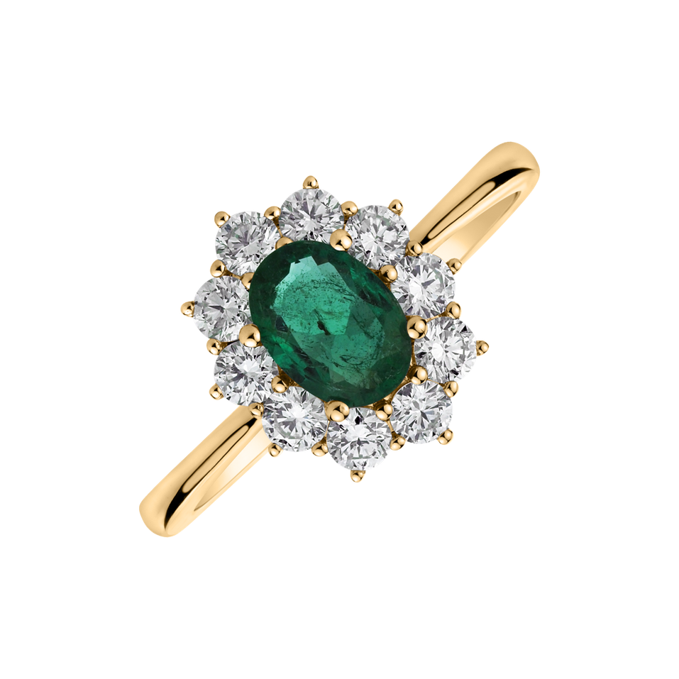 Diamond ring with Emerald Princess Joy