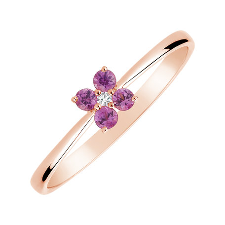 Diamond ring with Sapphire Pink Divine Bloom