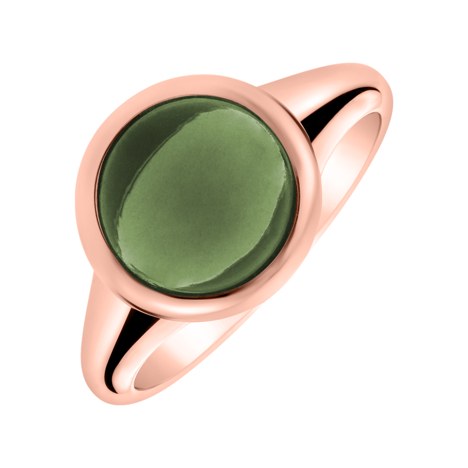 Ring with Prehnite Bonbon