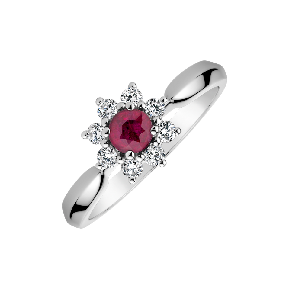 Diamond ring with Ruby Starlet Blossom