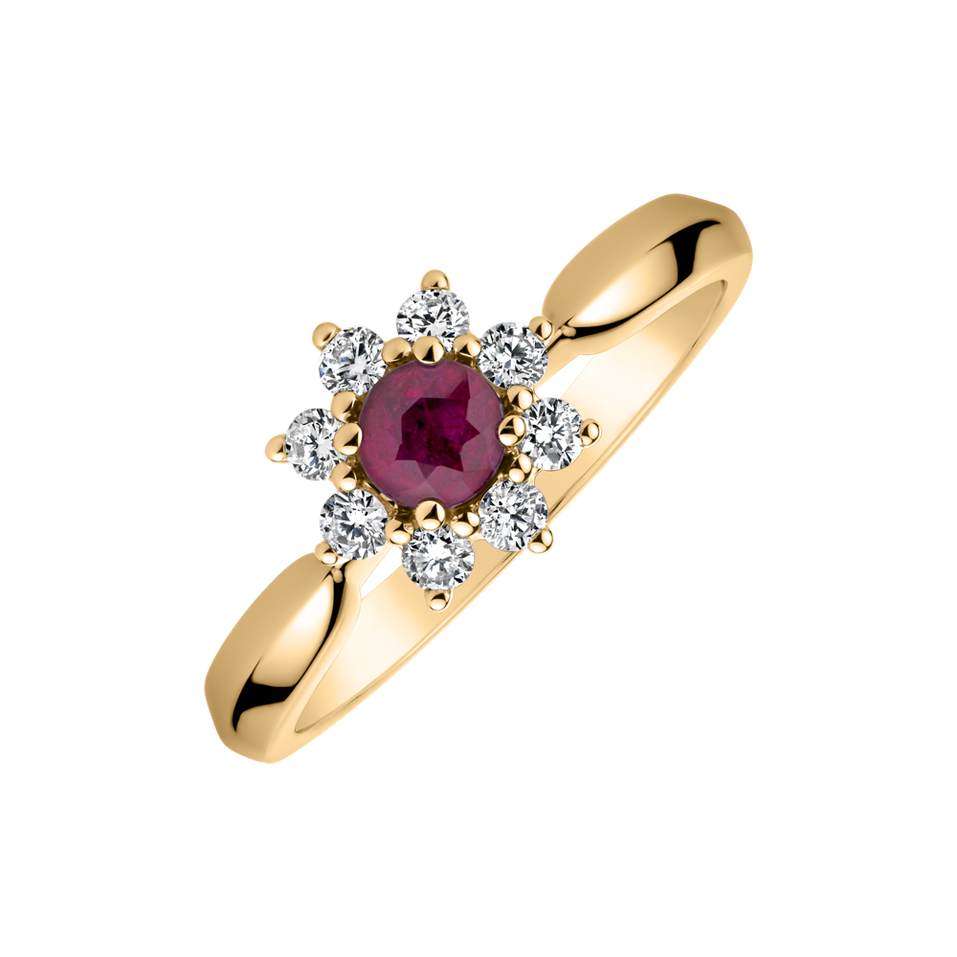 Diamond ring with Ruby Starlet Blossom