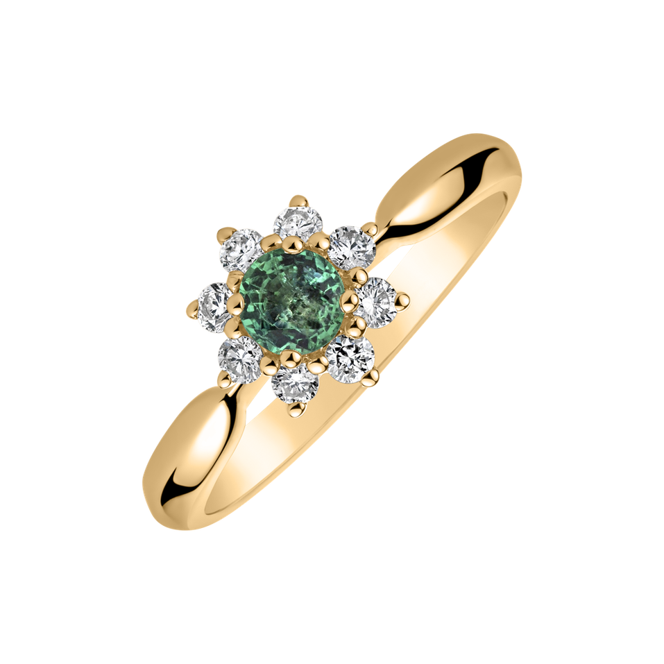 Diamond ring with Emerald Starlet Blossom