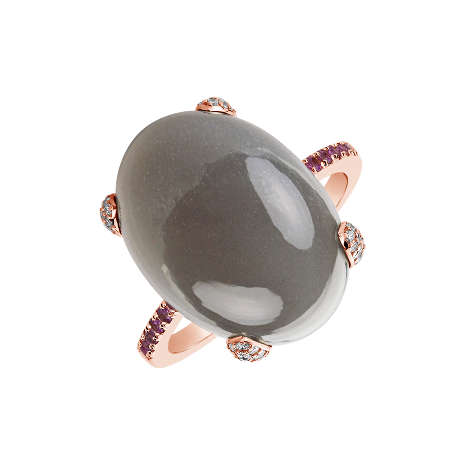 Diamond ring with Sapphire and Moonstone Niche