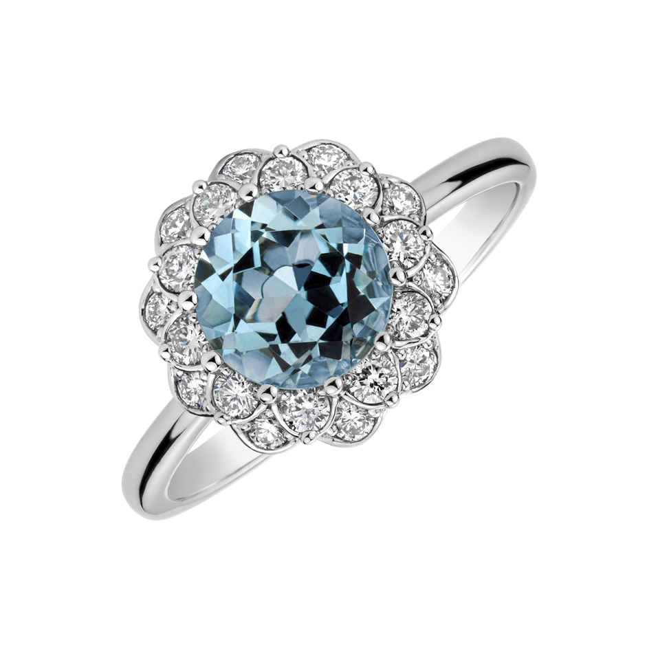 Diamond ring with Topaz Flower Joy