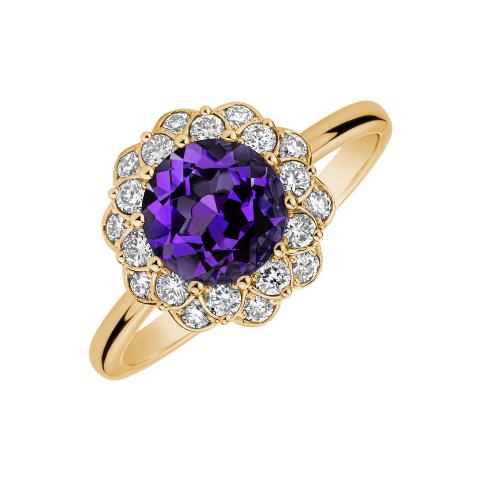 Diamond rings with Amethyst Flower Joy