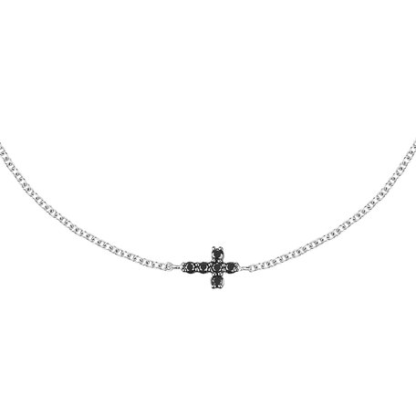 Bracelet with black diamonds Shiny Cross