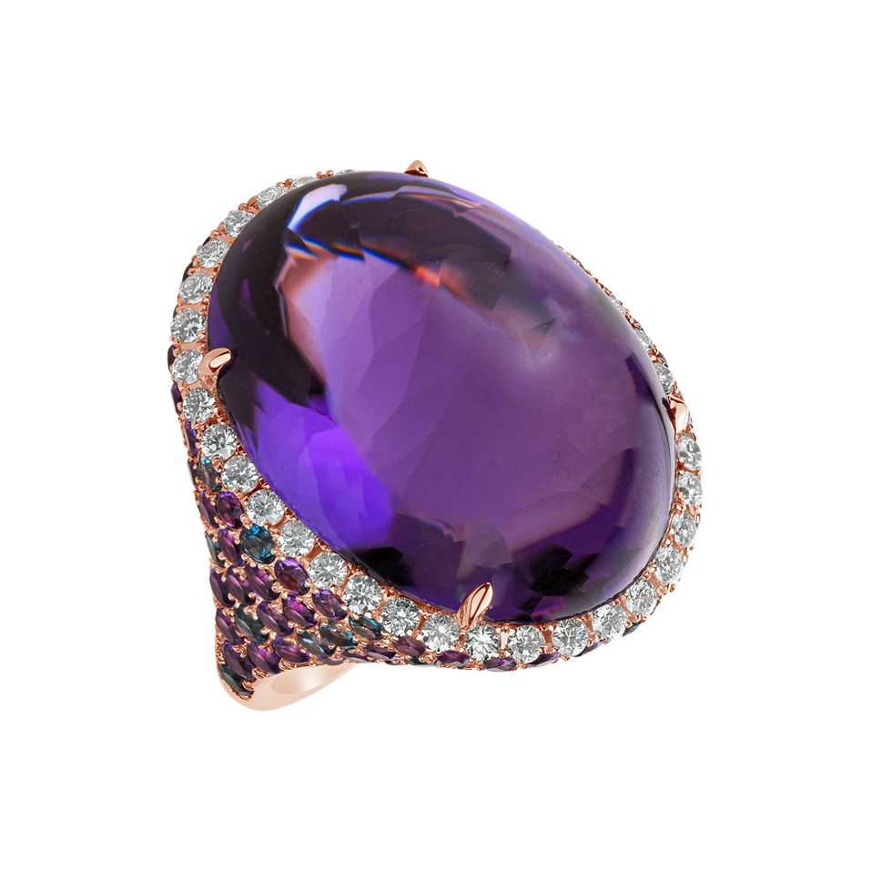 Diamond ring with Amethyst and Topaz Inferno Symphony