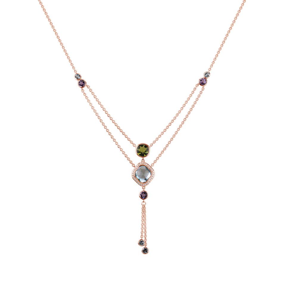 Diamond necklace with Topaz, Amethyst and Peridot Witching Andromeda