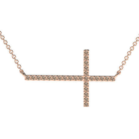 Necklace with brown and white diamonds Cross