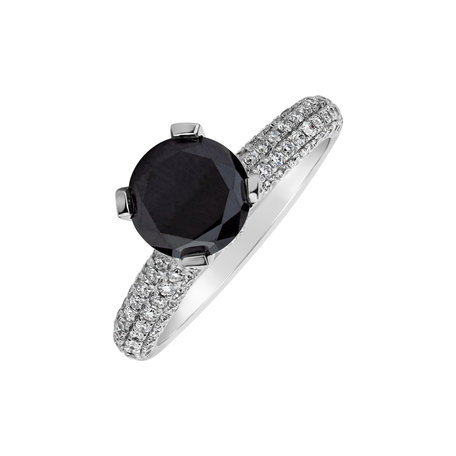 Ring with black and white diamonds Leandra