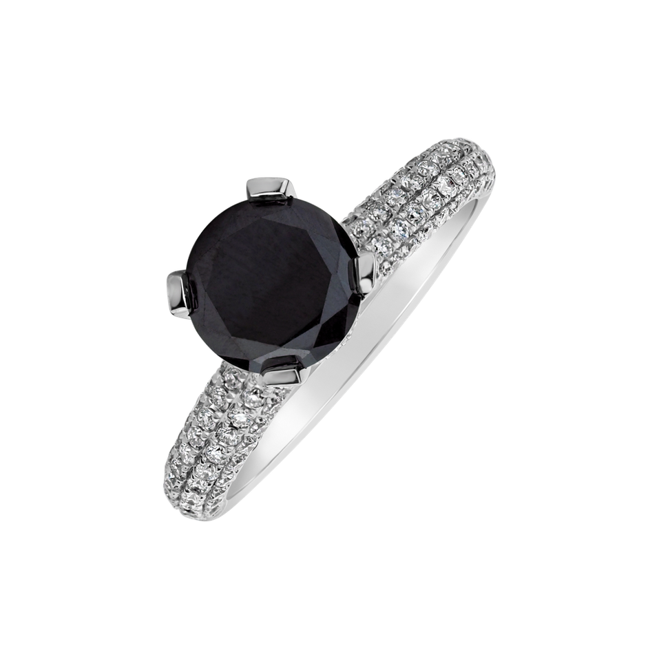 Ring with black and white diamonds Leandra